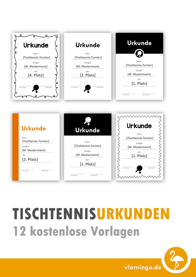 12 Tischtennis Urkunden