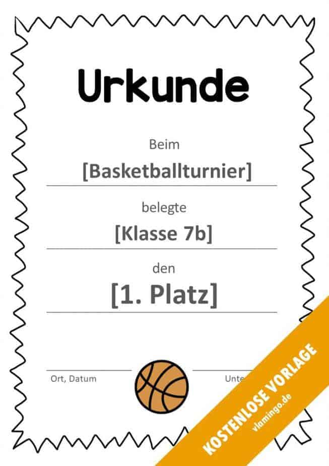 Basketball Urkunde gezackter Rahmen 1 Urkunde - Vorlage (Basketball): Gezackter Rahmen