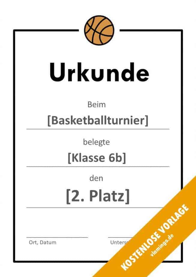 Urkunde - Vorlage (Basketball): Einfacher Rahmen