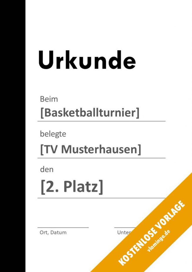 Basketball Urkunde modern 3 1 Urkunde - Vorlage (Basketball): Modern 3