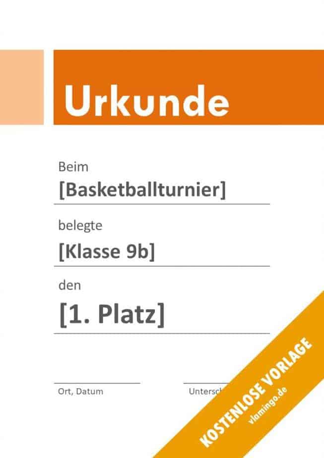 Basketball Urkunde modern 4 3 Urkunde - Vorlage (Basketball): Modern 4