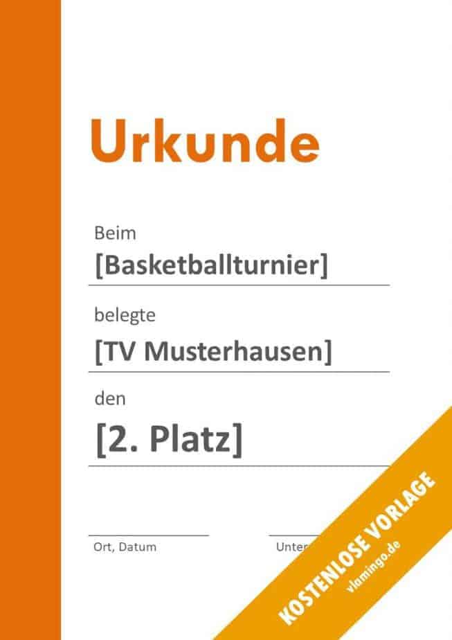 Basketball Urkunde modern 5 2 Urkunde - Vorlage (Basketball): Modern 5