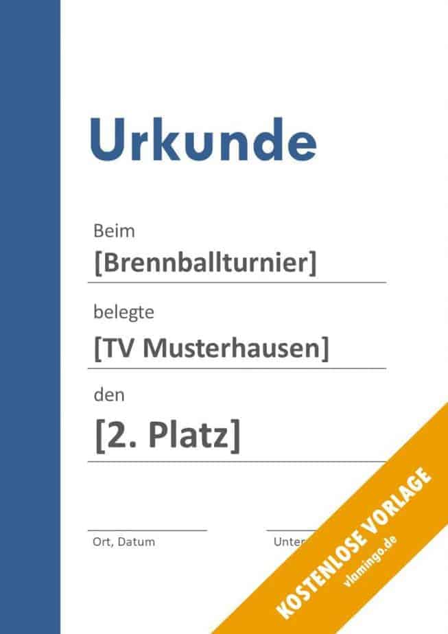 Brennball Urkunde Vorlage Balken blau Brennball-Urkunde (Vorlage) - Banner links blau