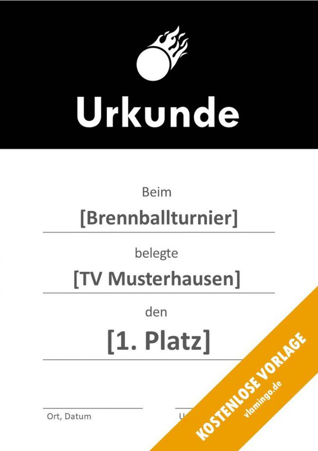 Brennball Urkunde Vorlage Banner 1 Brennball-Urkunde (Vorlage) - mit Banner 1