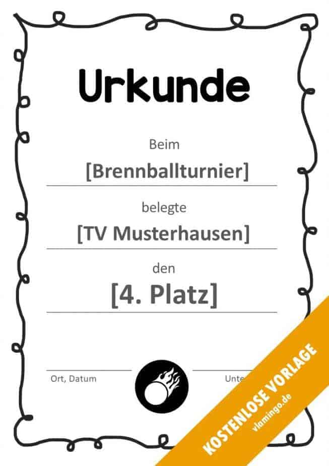 Brennball-Urkunde (Vorlage) - mit Rahmen 1