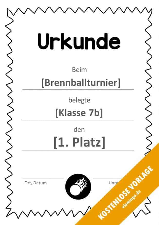 Brennball-Urkunde (Vorlage) - mit Rahmen 3