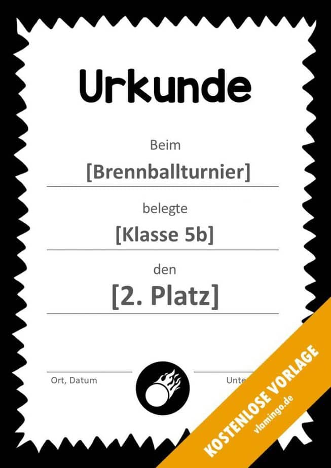 Brennball-Urkunde (Vorlage) - mit Rahmen 4