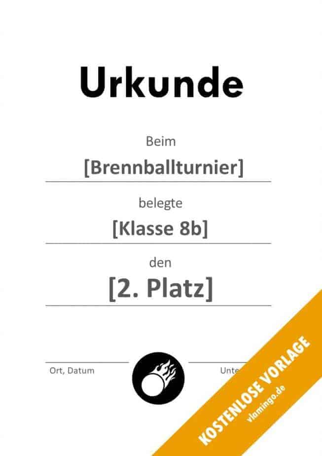 Brennball-Urkunde (Vorlage) - schlicht