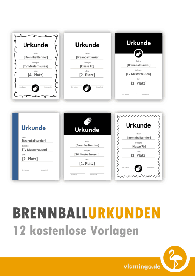 Brennball-Urkunden - 12 kostenlose Vorlagen