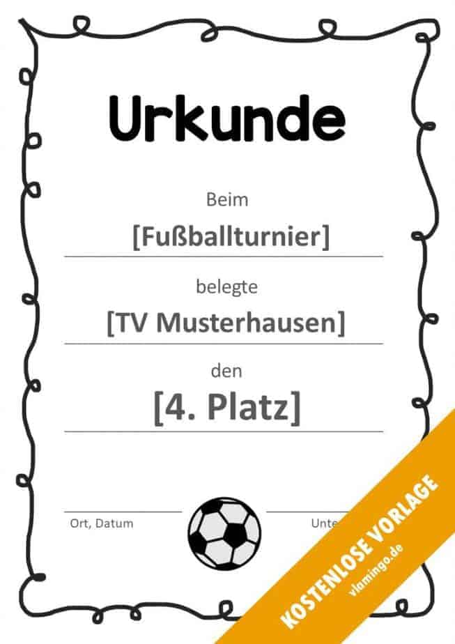 Fußball Urkunde geschwungener Rahmen 1 Fußball - Urkunde (Vorlage): Geschwungenes Muster