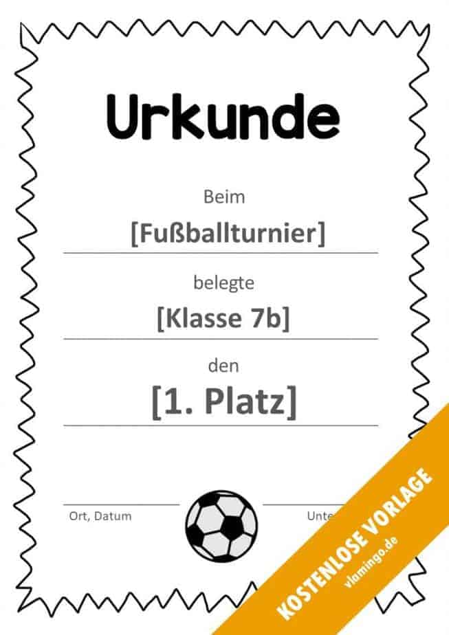 Fußball Urkunde gezackter Rahmen 1 Fußball - Urkunde (Vorlage): Gezackte Umrandung