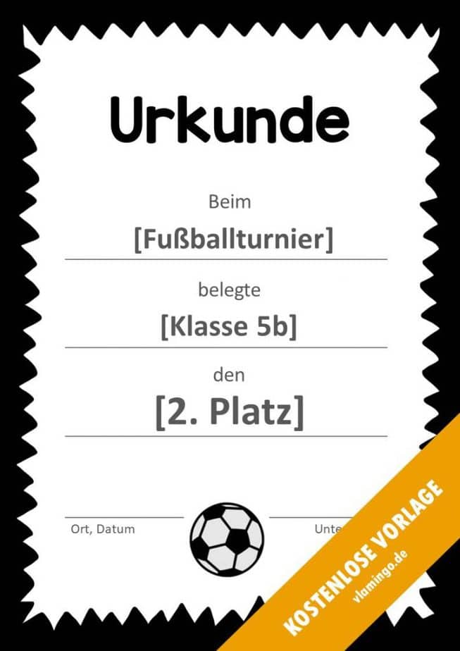Fußball Urkunde gezackter schwarzer Rahmen 1 Fußball - Urkunde (Vorlage): Gezackter Rahmen in schwarz