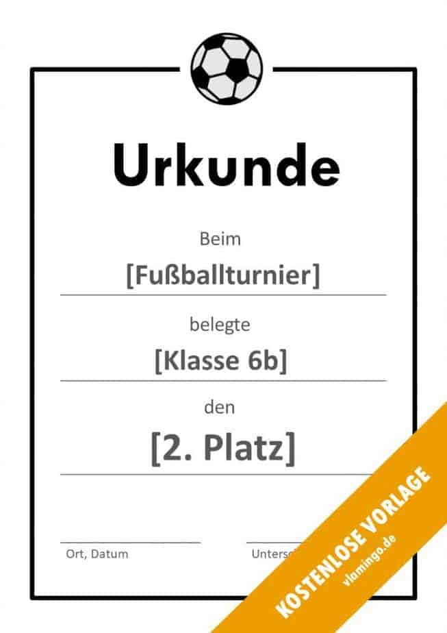 Fußball Urkunde klassisch 1 Fußball - Urkunde (Vorlage): Klassische Version