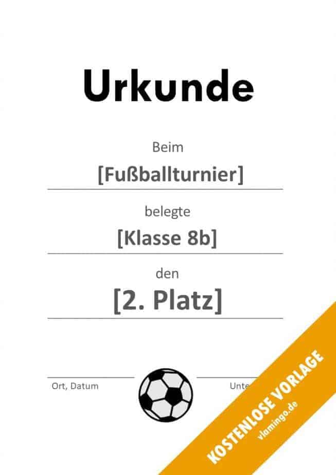 Fußball Urkunde schlicht 1 Fußball - Urkunde (Vorlage): Schlichte Version