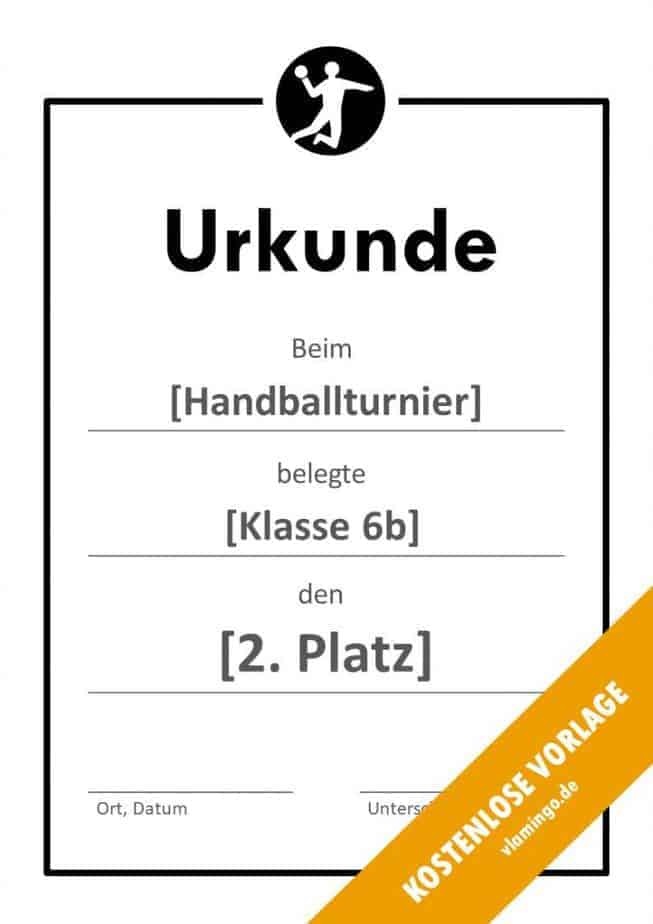 Handball Urkunde Vorlage mit Rahmen 2 Handball-Urkunde (Vorlage) - mit Rahmen 2