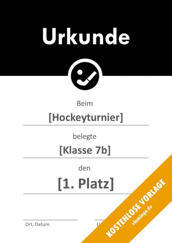 Hockey-Urkunde (Vorlage mit Banner 2)