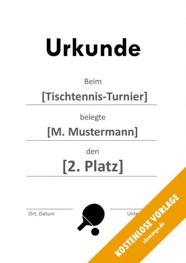 Tischtennis - Urkunde - Vorlage