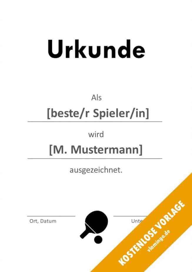 Tischtennis Urkunde Vorlage Auszeichnung Tischtennis - Urkunde - Vorlage - Anerkennung