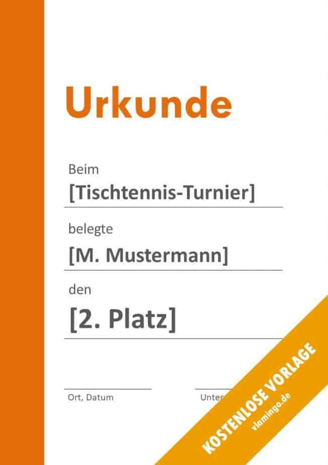 Tischtennis - Urkunde - Vorlage - Balken 2