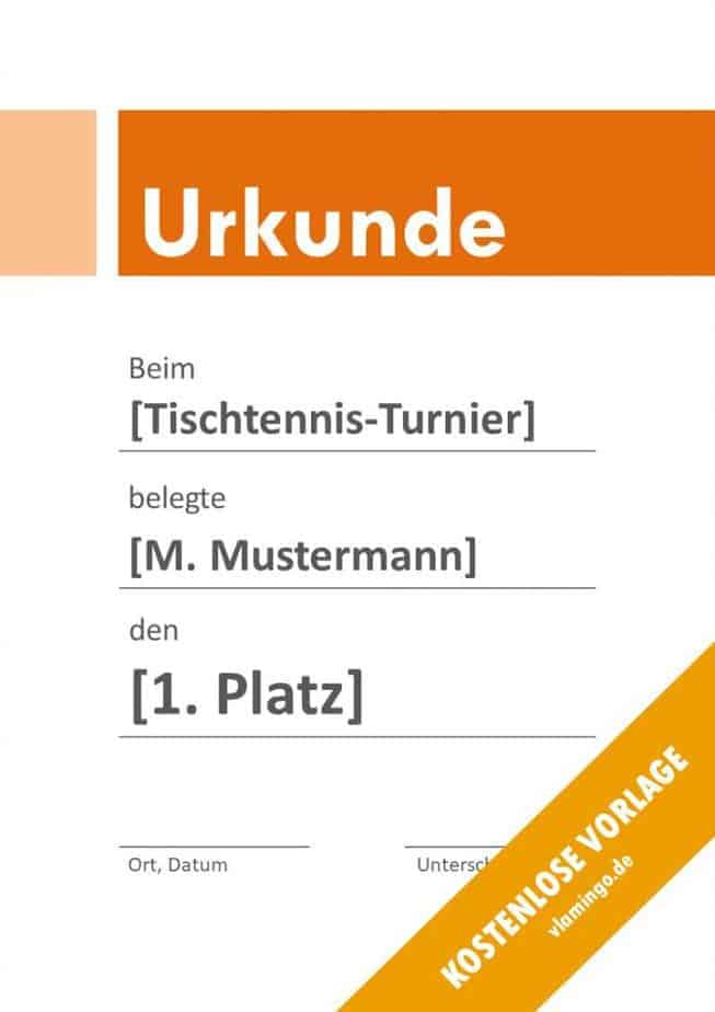 Tischtennis - Urkunde - Vorlage - Banner 3