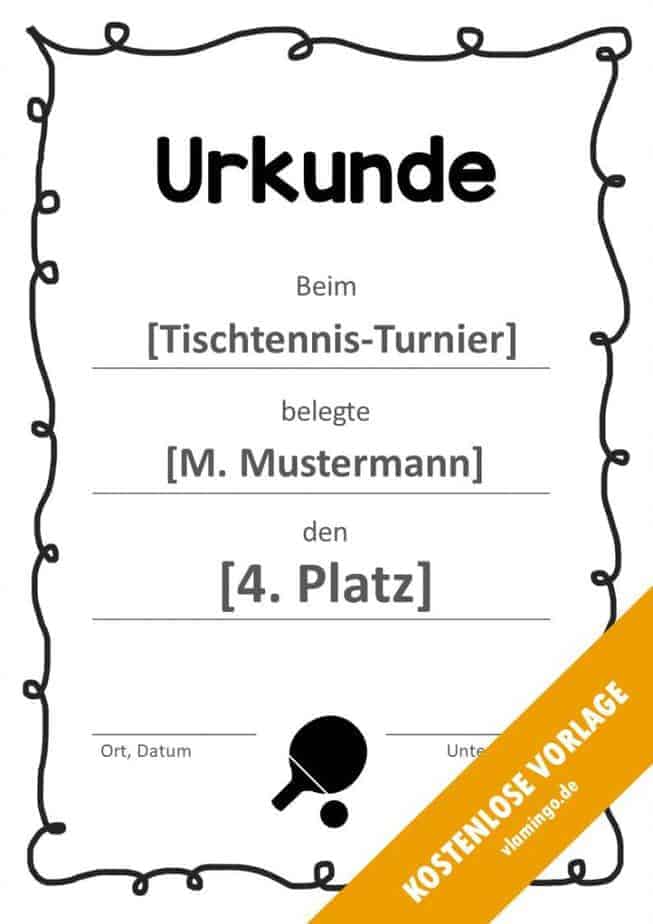 Tischtennis - Urkunde - Vorlage - Rahmen 1