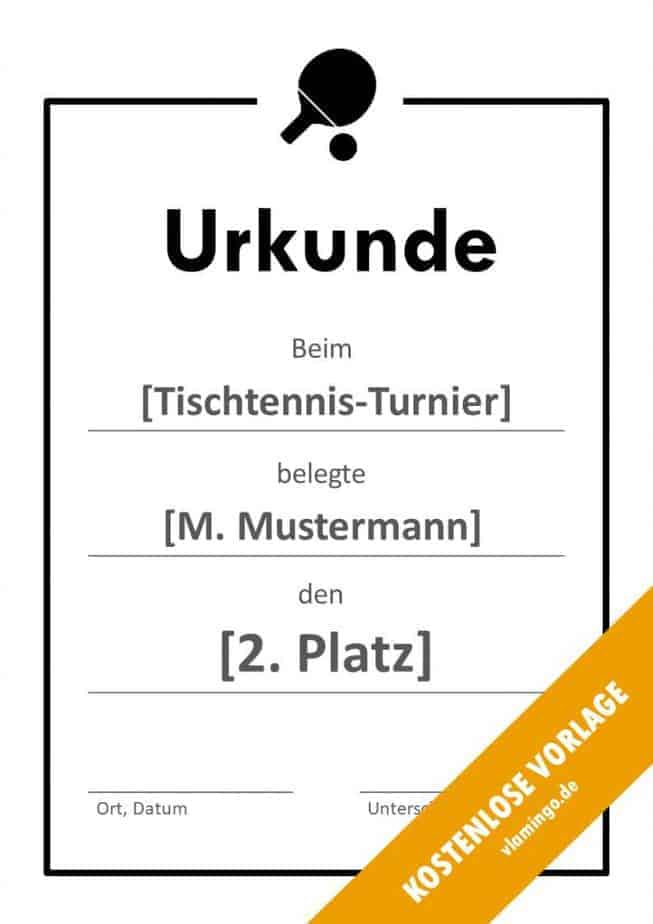 Tischtennis - Urkunde - Vorlage - Rahmen 2