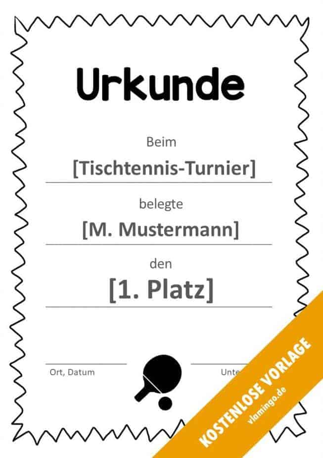 Tischtennis - Urkunde - Vorlage - Rahmen 3