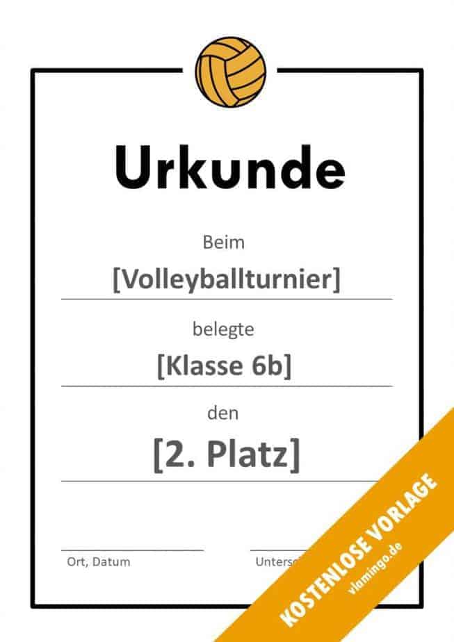 Volleyball - Urkunde (Vorlage): Einfacher Rahmen