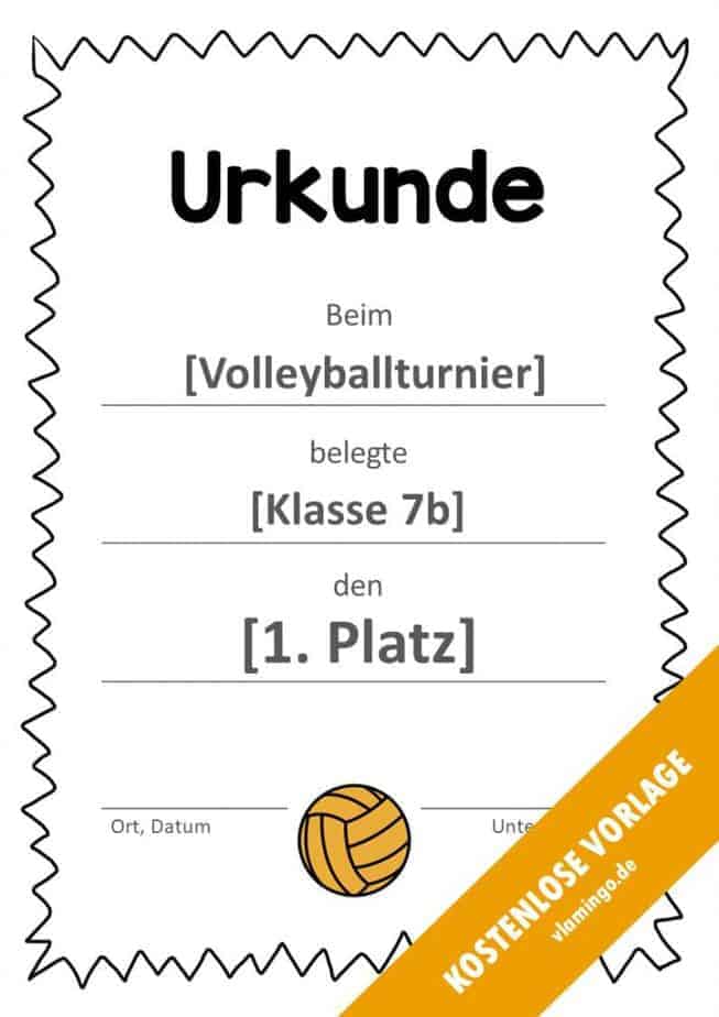 Volleyball Urkunde Volage modern Umrandung Volleyball - Urkunde (Vorlage): Muster (gezackt)