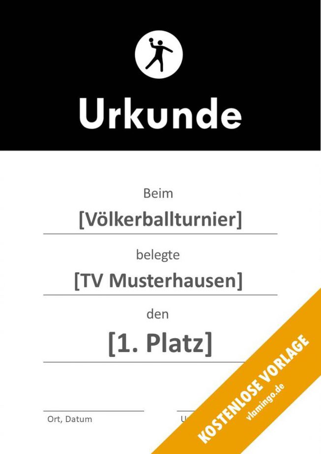 Völkerball Urkunde Vorlage mit Banner 1 Völkerball Urkunde Vorlage mit Banner 1