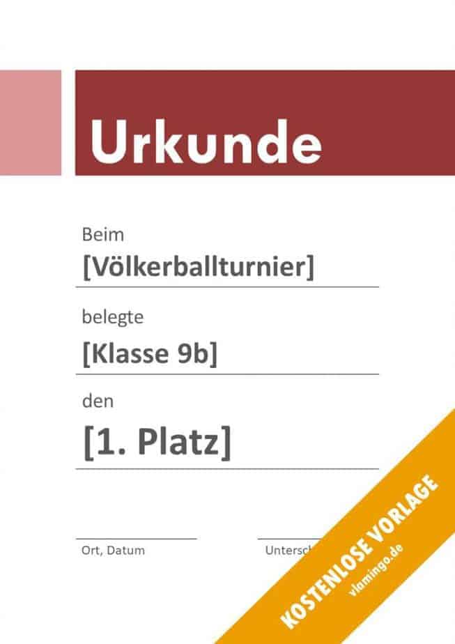 Völkerball Urkunde Vorlage mit Banner 3 Völkerball Urkunde Vorlage mit Banner 3