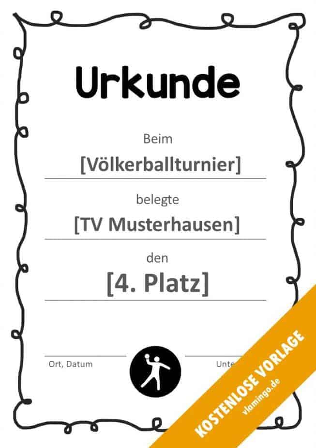Völkerball Urkunde Vorlage mit Rahmen 1 Völkerball Urkunde Vorlage mit Rahmen 1