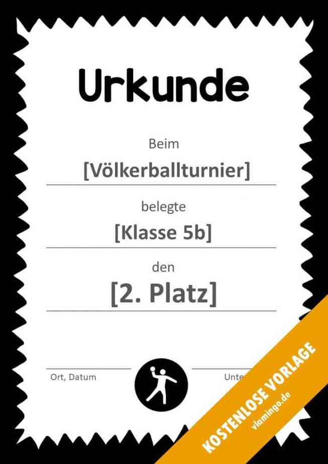 Völkerball Urkunde Vorlage mit Rahmen 4 1 Völkerball Urkunde Vorlage mit Rahmen 4