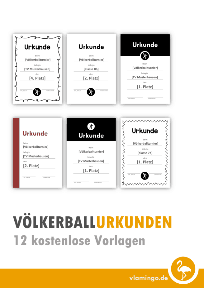 Völkerball Urkunden 12 kostenlose Vorlagen