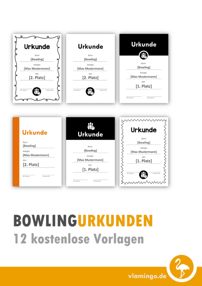 12 Bowling-Urkunden (Vorlagen)