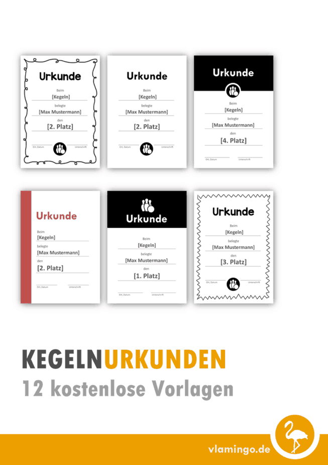 12 Kegel-Urkunden (Vorlagen)