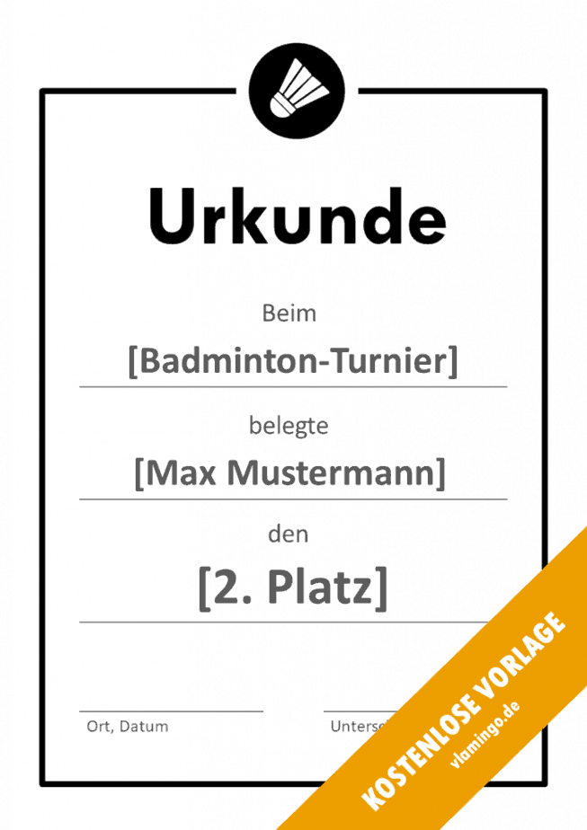 Badminton Urkunde Rahmen 2 Badminton - Urkunde - Vorlage - Rahmen 2