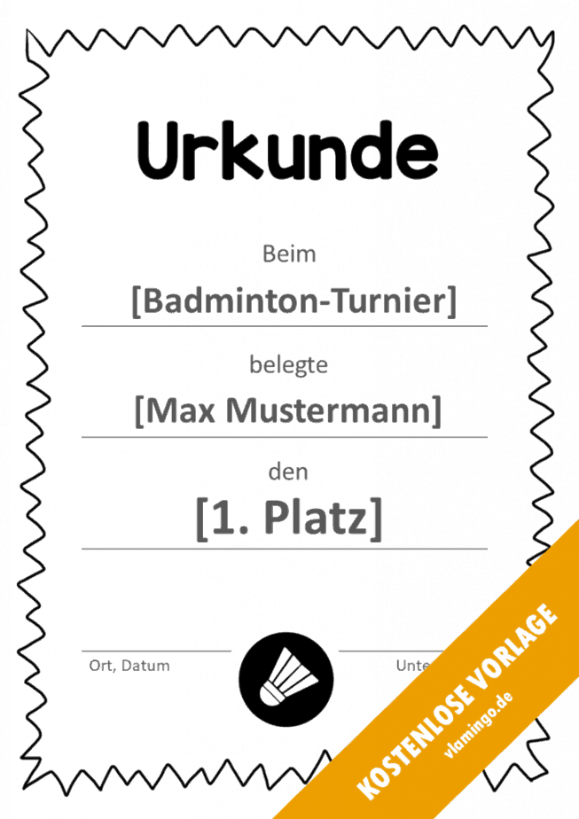 Badminton - Urkunde - Vorlage - Rahmen 3