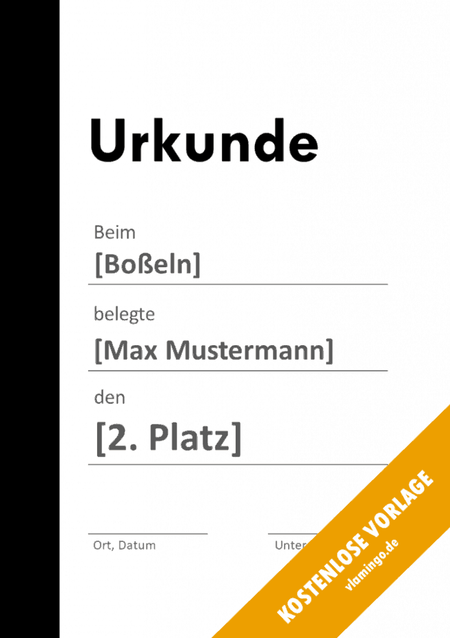 Boßeln Urkunde Balken 1 Boßeln - Urkunde - Vorlage - Balken 1