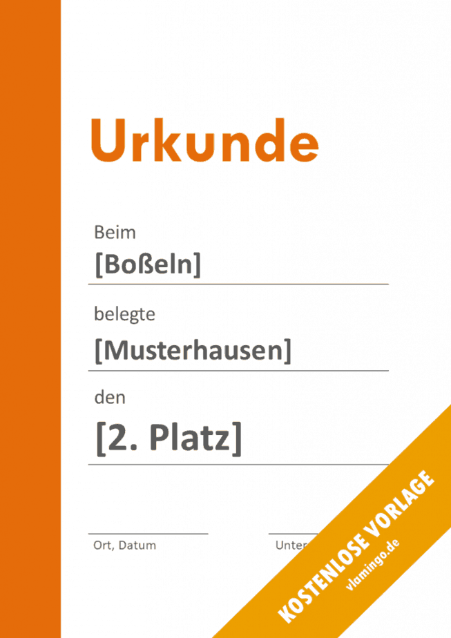 Boßeln Urkunde Balken 2 Boßeln - Urkunde - Vorlage - Balken 2