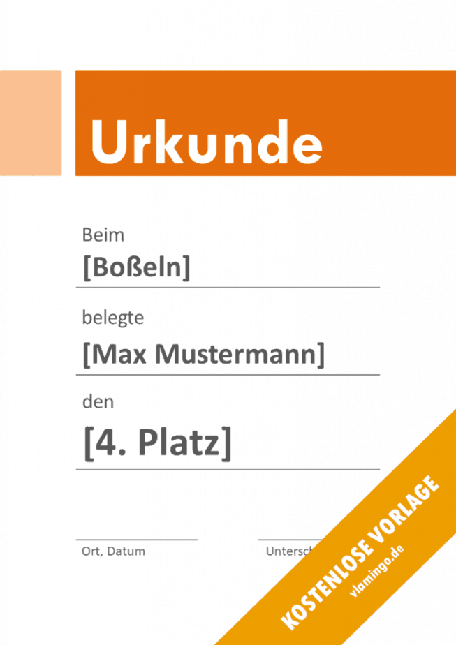 Boßeln - Urkunde - Vorlage - Banner 3