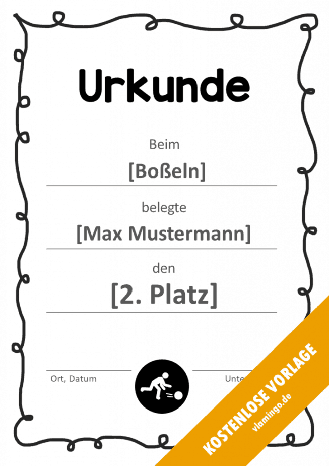 Boßeln Urkunde Rahmen 1 Boßeln - Urkunde - Vorlage - Rahmen 1