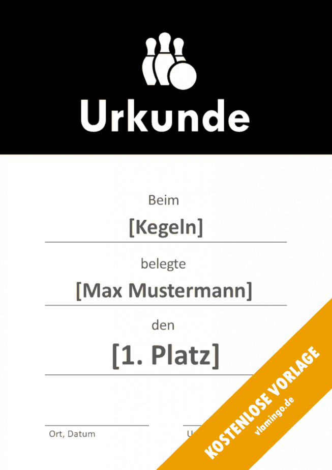 Kegeln - Urkunde - Vorlage - Banner 1