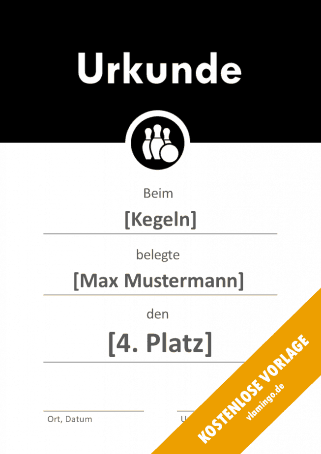 Kegeln Urkunde Banner 2 Kegeln - Urkunde - Vorlage - Banner 2