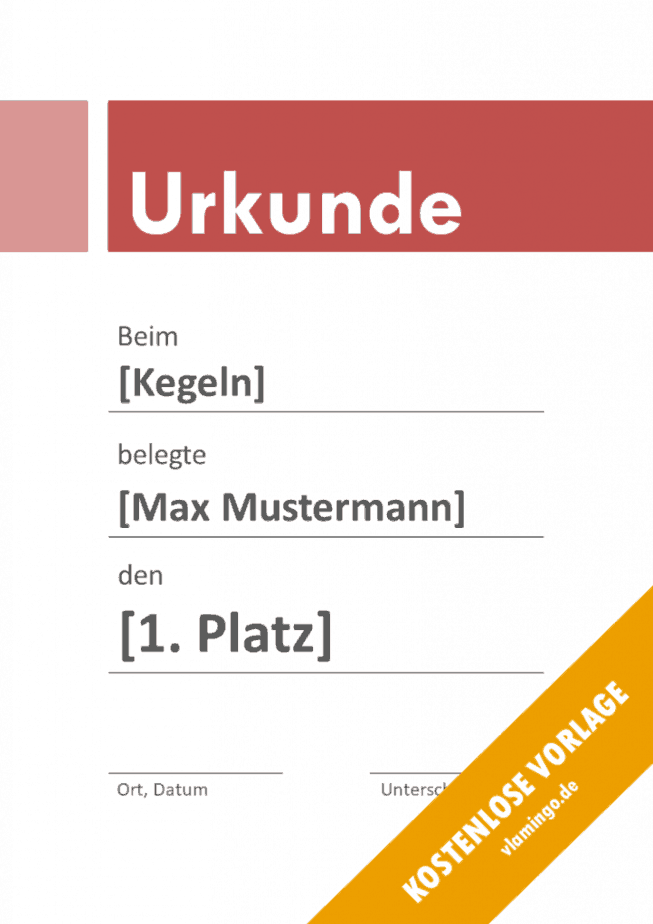 Kegeln Urkunde Banner 3 Kegeln - Urkunde - Vorlage - Banner 3