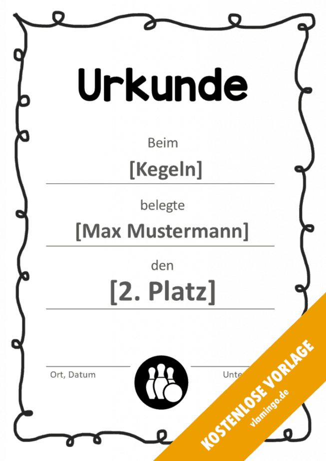 Kegeln - Urkunde - Vorlage - Rahmen 1