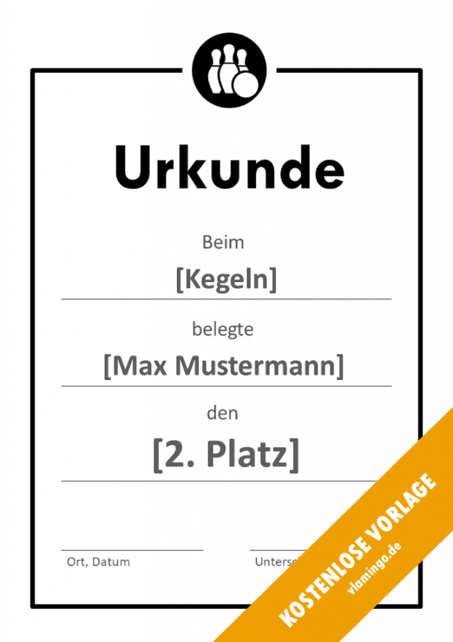 Kegeln - Urkunde - Vorlage - Rahmen 2