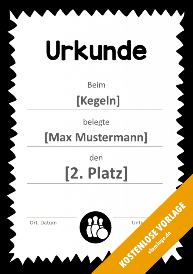 Kegeln Urkunde Rahmen 4 Kegeln - Urkunde - Vorlage - Rahmen 4