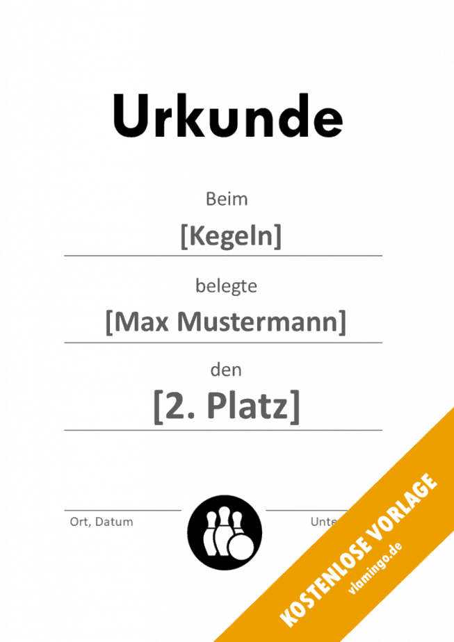 Kegeln - Urkunde - Vorlage