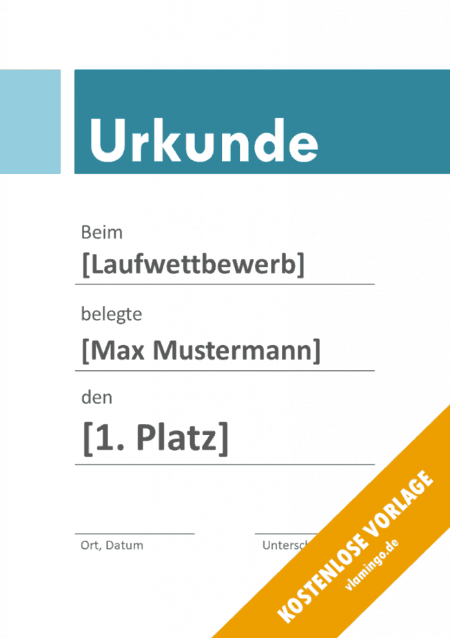Laufwettbewerb Urkunde Banner 3 Kilometerlauf - Urkunde - Vorlage - Banner 3